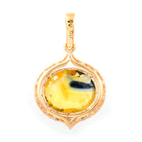 3.09 Ct Oval Mixed Cut Natural Bi Coloured Sapphire 14K Gold Pendant