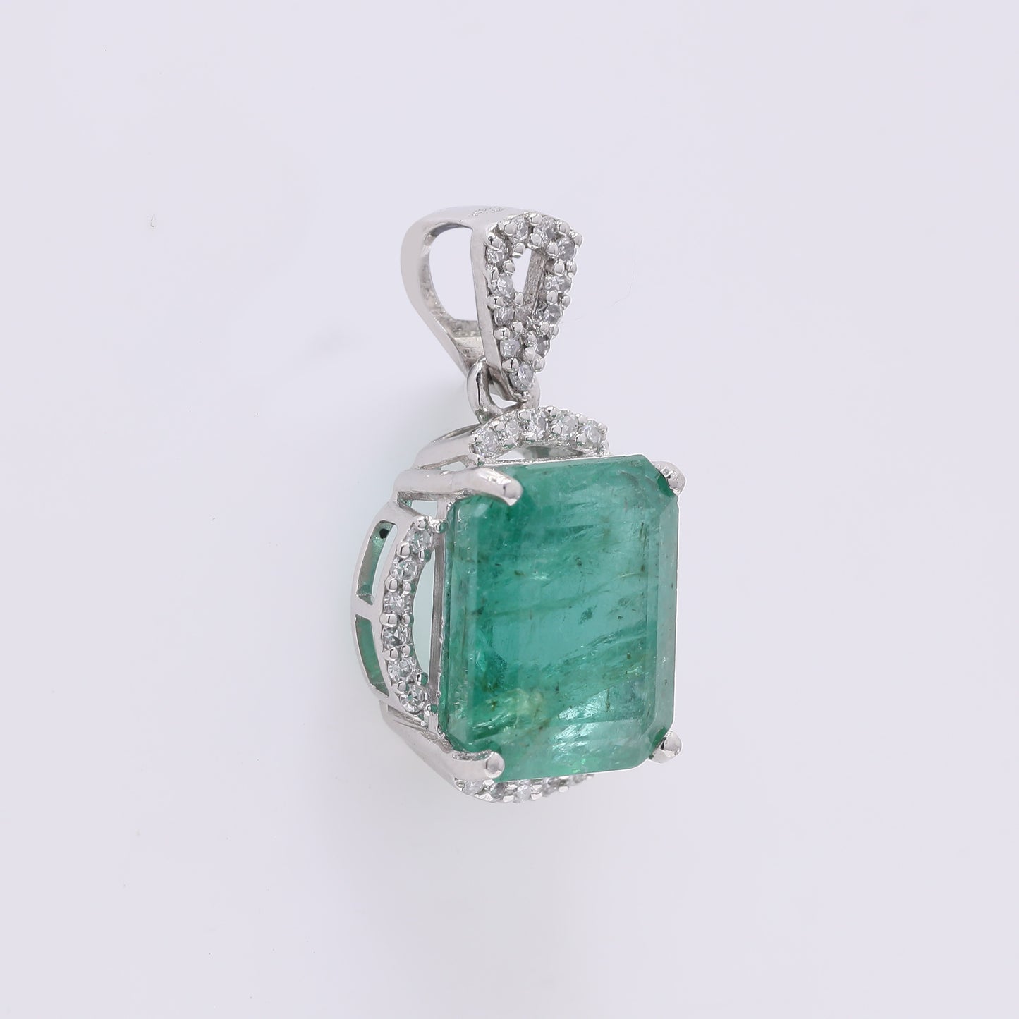 3.75 Ct Octagon Step Cut Natural Emerald 950 Platinum Pendant
