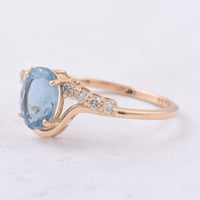 1.40 Ct Pear Natural Aquamarine 14K Gold Ring
