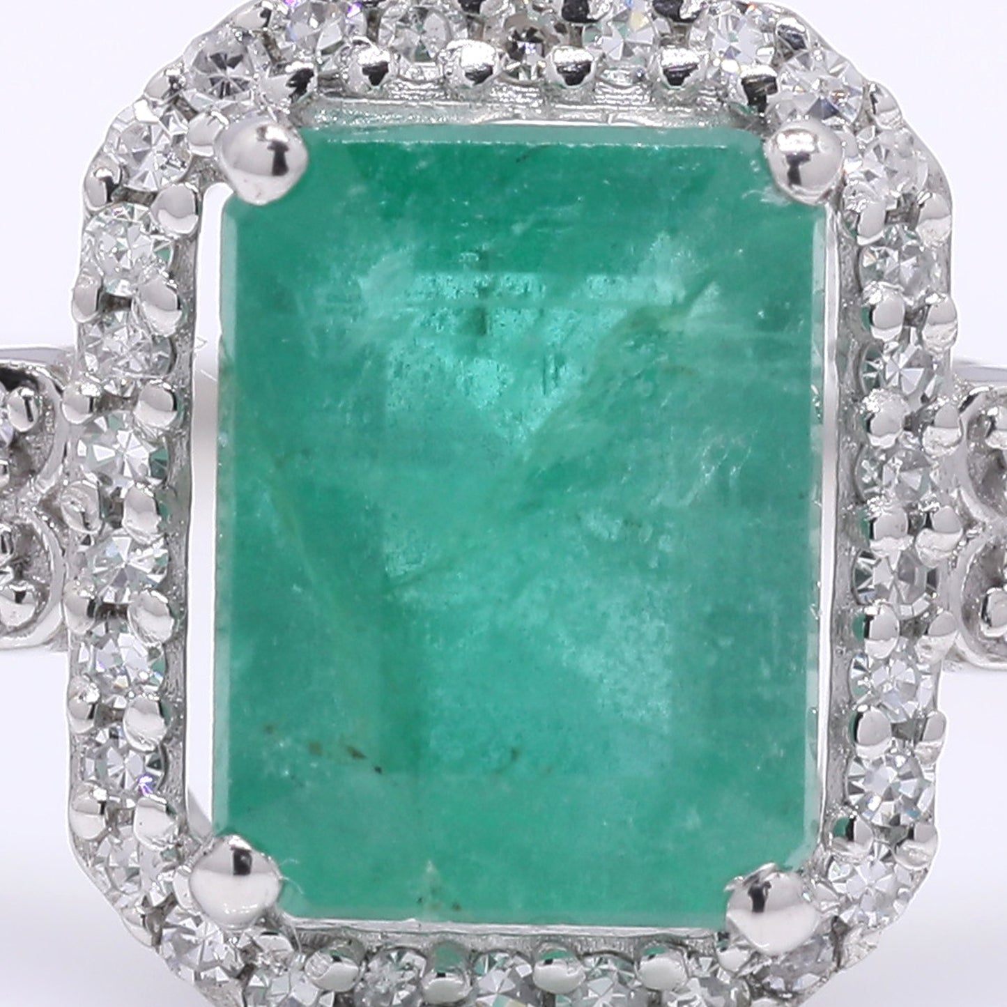 1.73 Ct Octagon Step Cut Natural Emerald 950 Platinum Ring