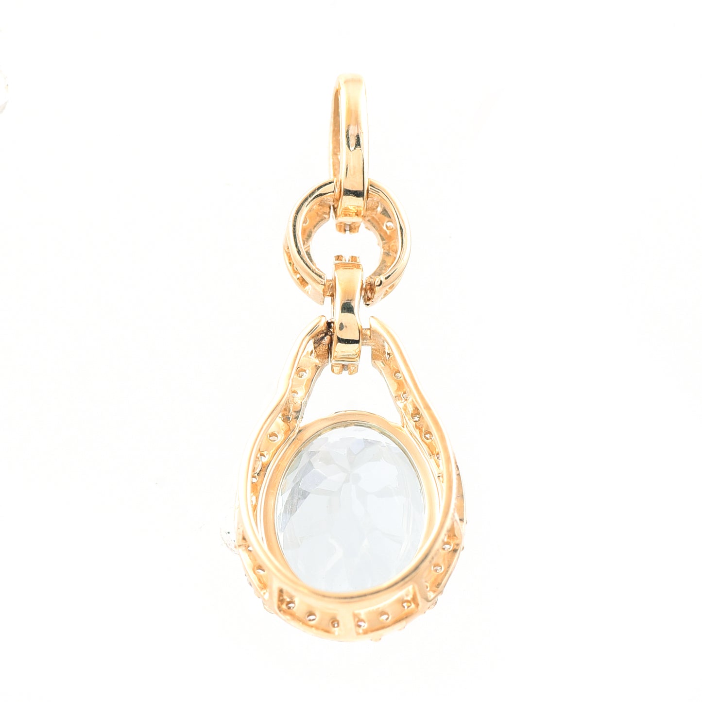 2.45 Ct Oval Mixed Cut Natural Aquamarine 14K Gold Pendant