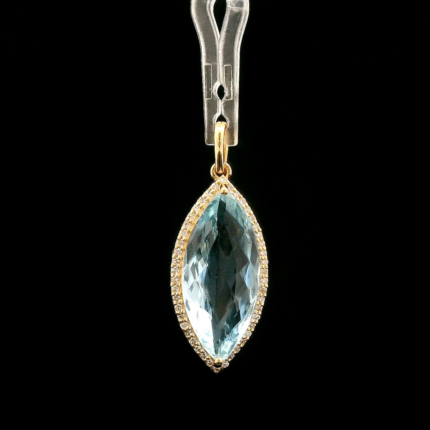 4.16 Ct Marquise Mixed Cut Natural Aquamarine 14K Gold Pendant