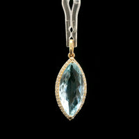 4.16 Ct Marquise Mixed Cut Natural Aquamarine 14K Gold Pendant
