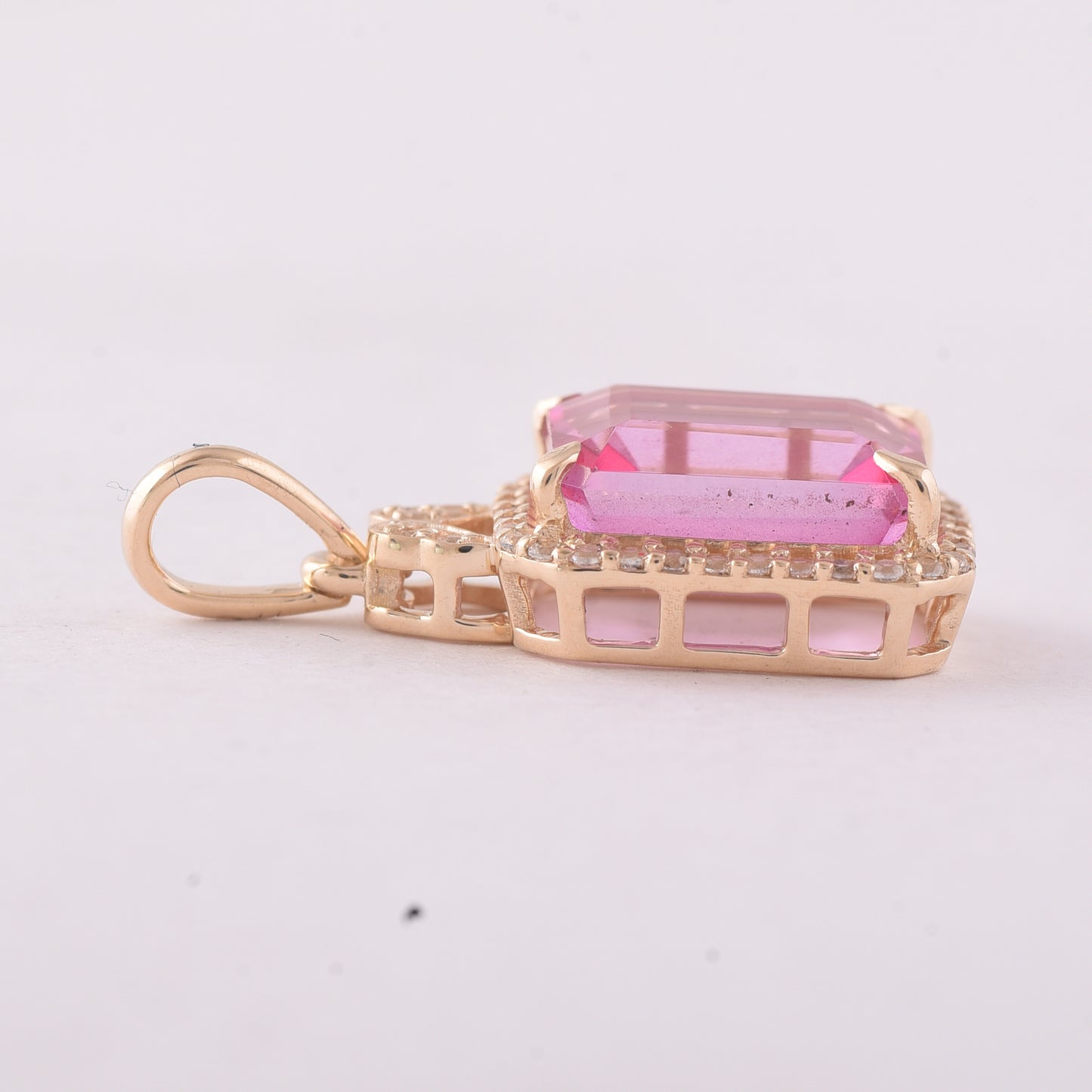 3.35 Ct Octagon Pink Topaz 9K Gold Pendant