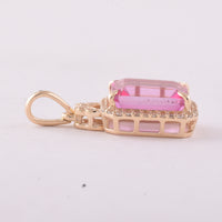 3.35 Ct Octagon Pink Topaz 9K Gold Pendant