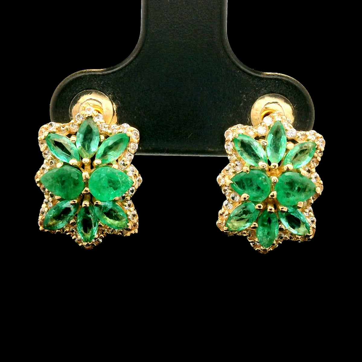 1.77 Ct Pear Emerald 14K Gold Earrings