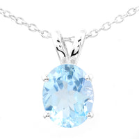 3.20 Ct Oval Sky Blue Topaz 925 Sterling Silver Pendant