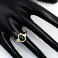 1.45 Ct Oval Cabochon Natural Beryl Emerald 14K Gold Ring