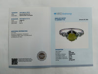 2.93 Ct Round Cabochon Cut Natural Green Tourmaline 950 Platinum Ring