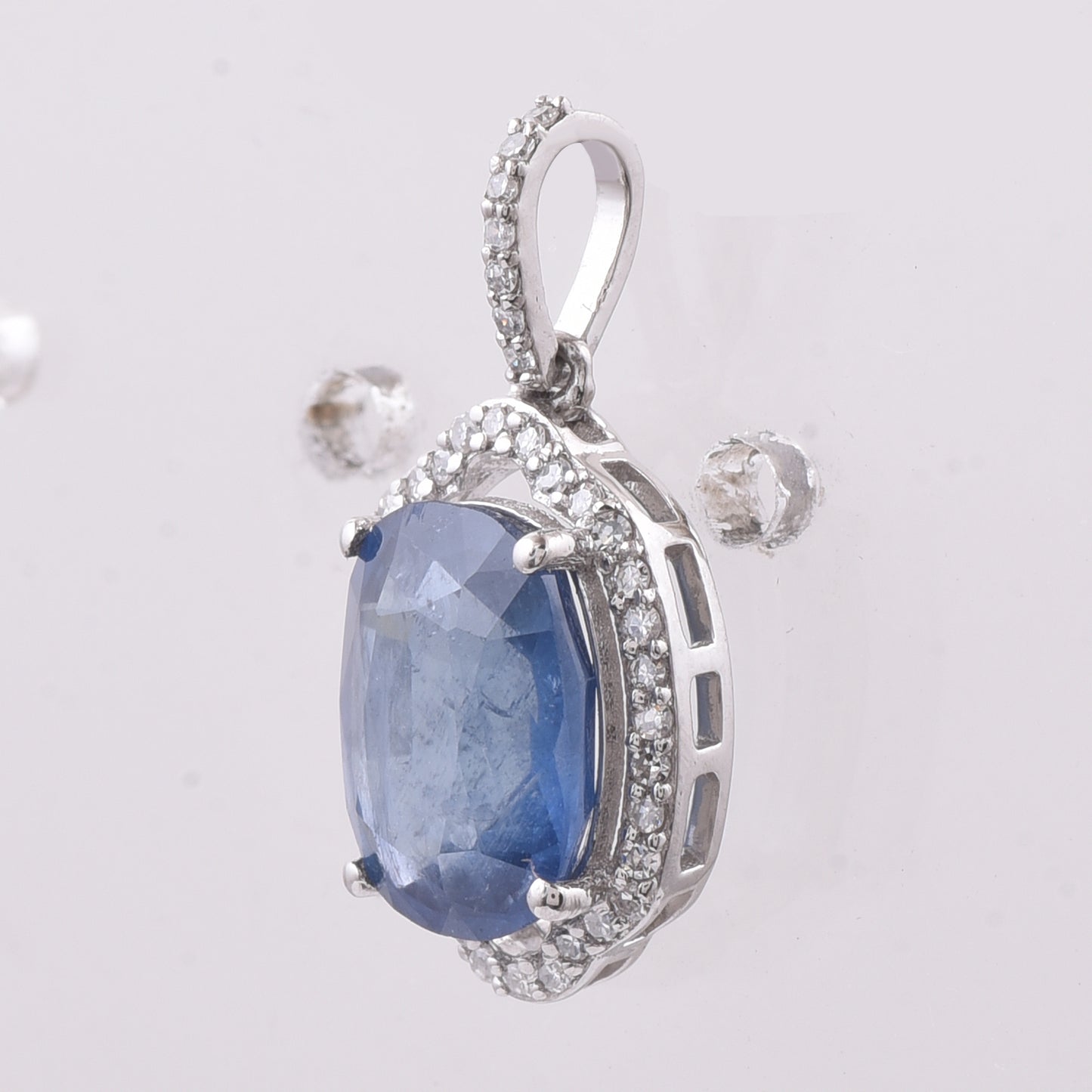 3.14 Ct Cushion Natural Sapphire 950 Platinum Pendant