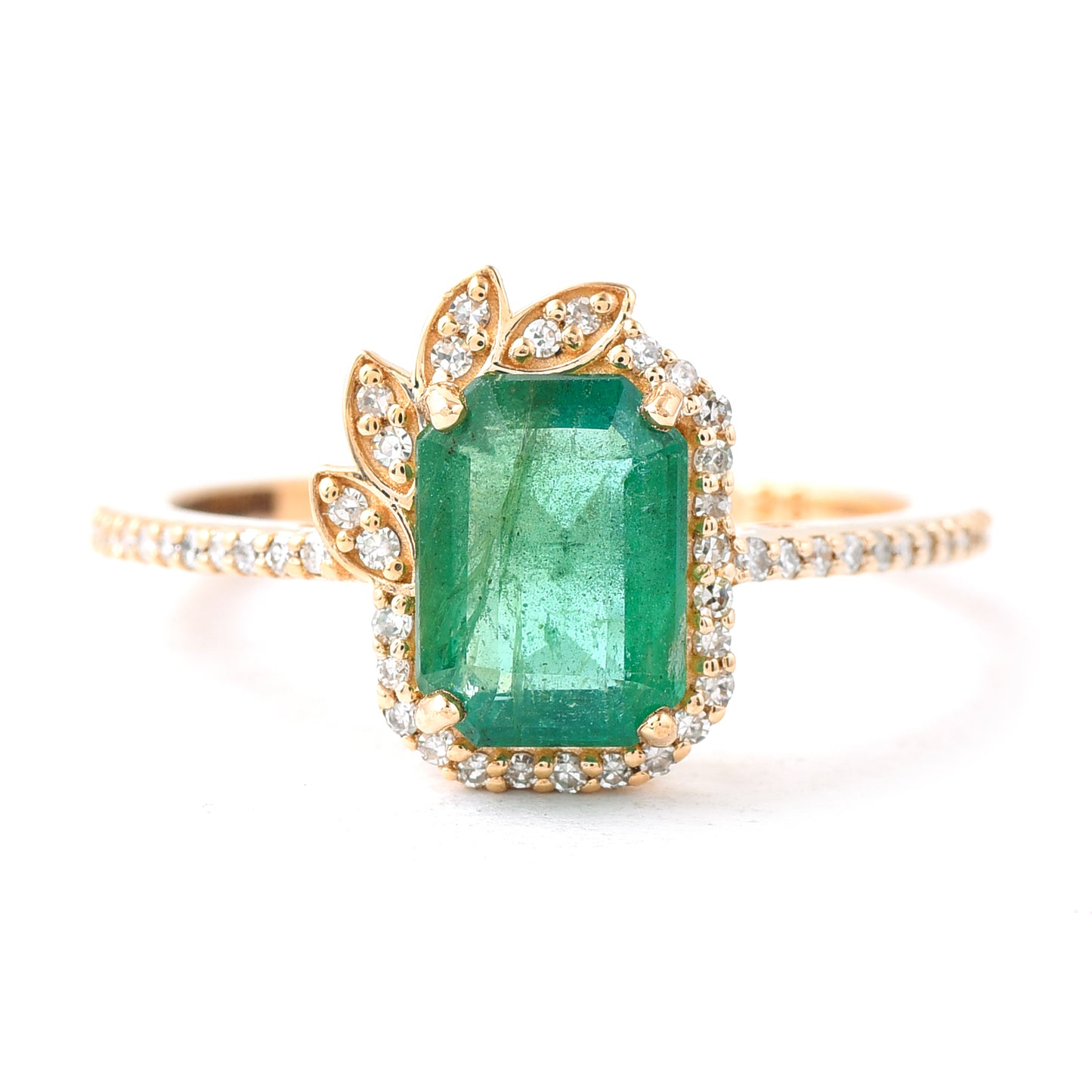1.89 Ct Octagon Step Cut Natural Emerald 14K Gold Ring