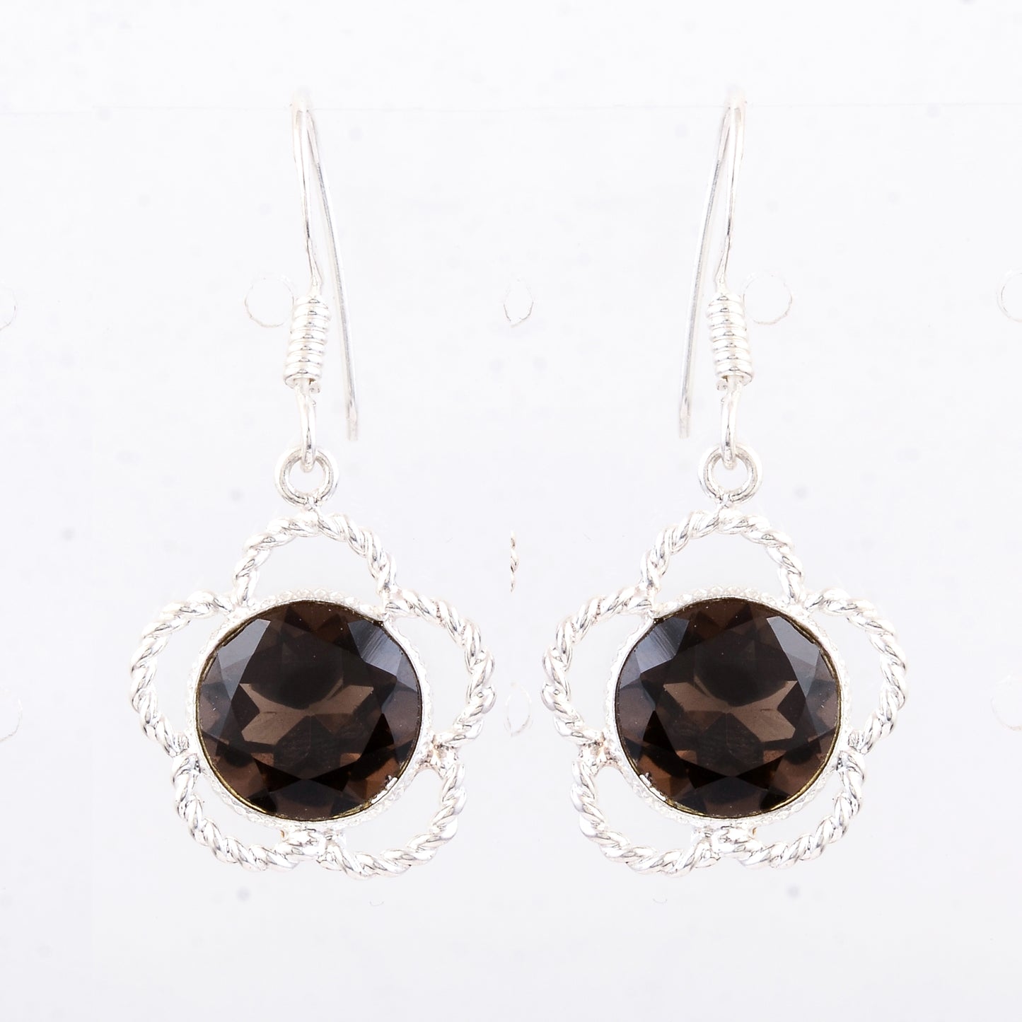 7.45 Ct Smoky Quartz 925 Sterling Silver Earrings