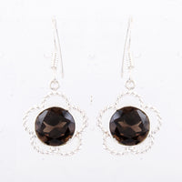 7.45 Ct Smoky Quartz 925 Sterling Silver Earrings
