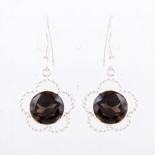 7.45 Ct Smoky Quartz 925 Sterling Silver Earrings