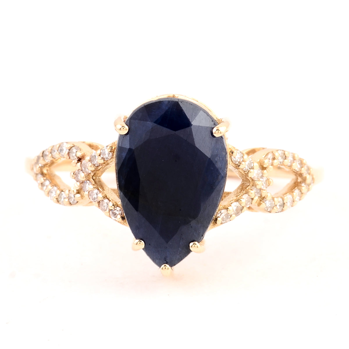 3.52 Carats Natrual Corundum Sapphire 14K Gold Ring