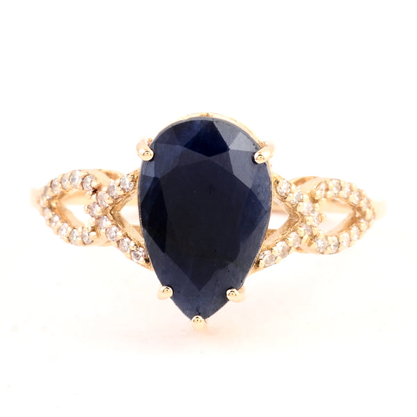 3.52 Carats Natrual Corundum Sapphire 14K Gold Ring