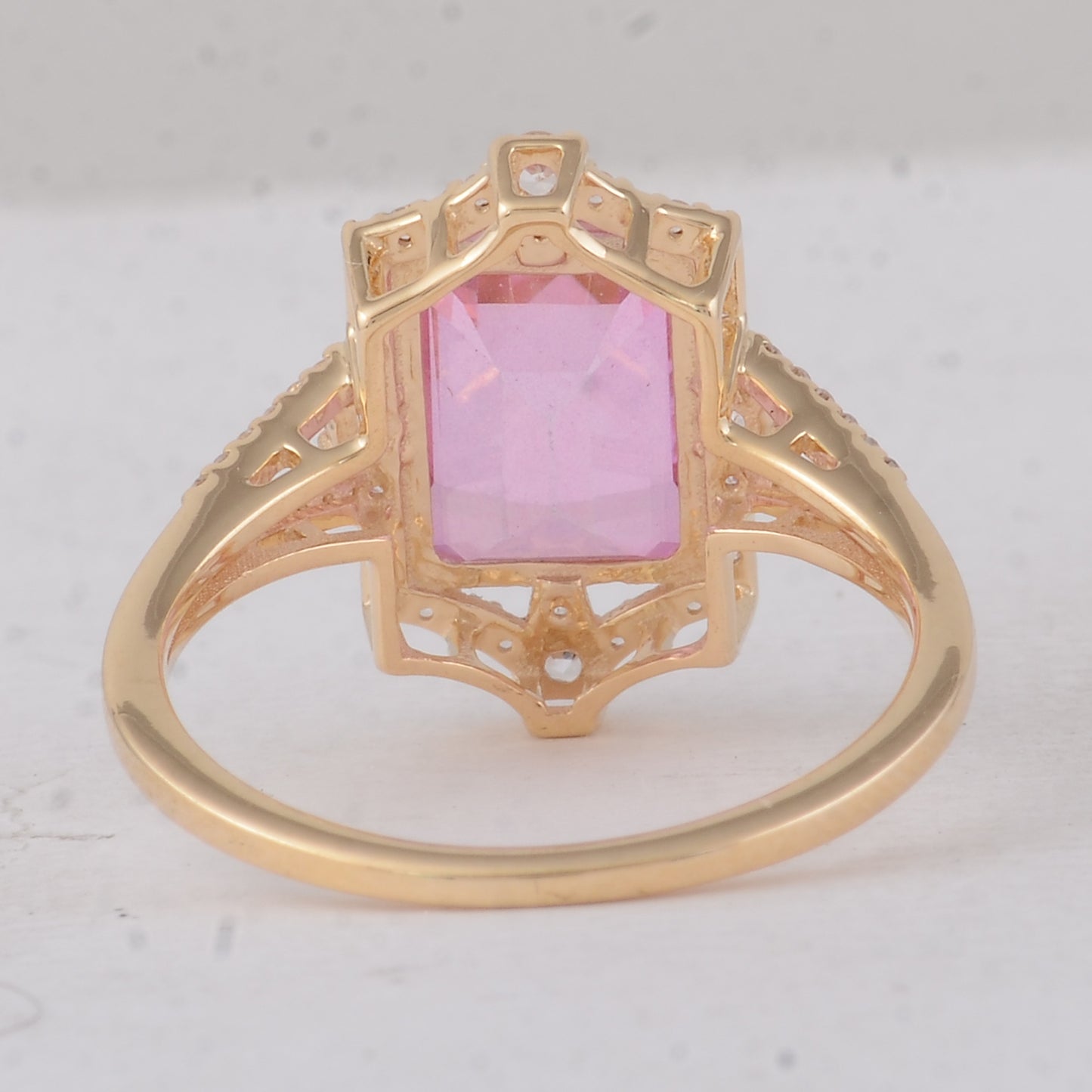 3.22 Ct Octagon Pink Topaz 9K Gold Ring