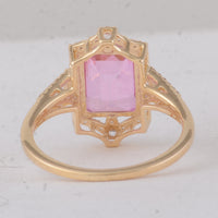 3.22 Ct Octagon Pink Topaz 9K Gold Ring