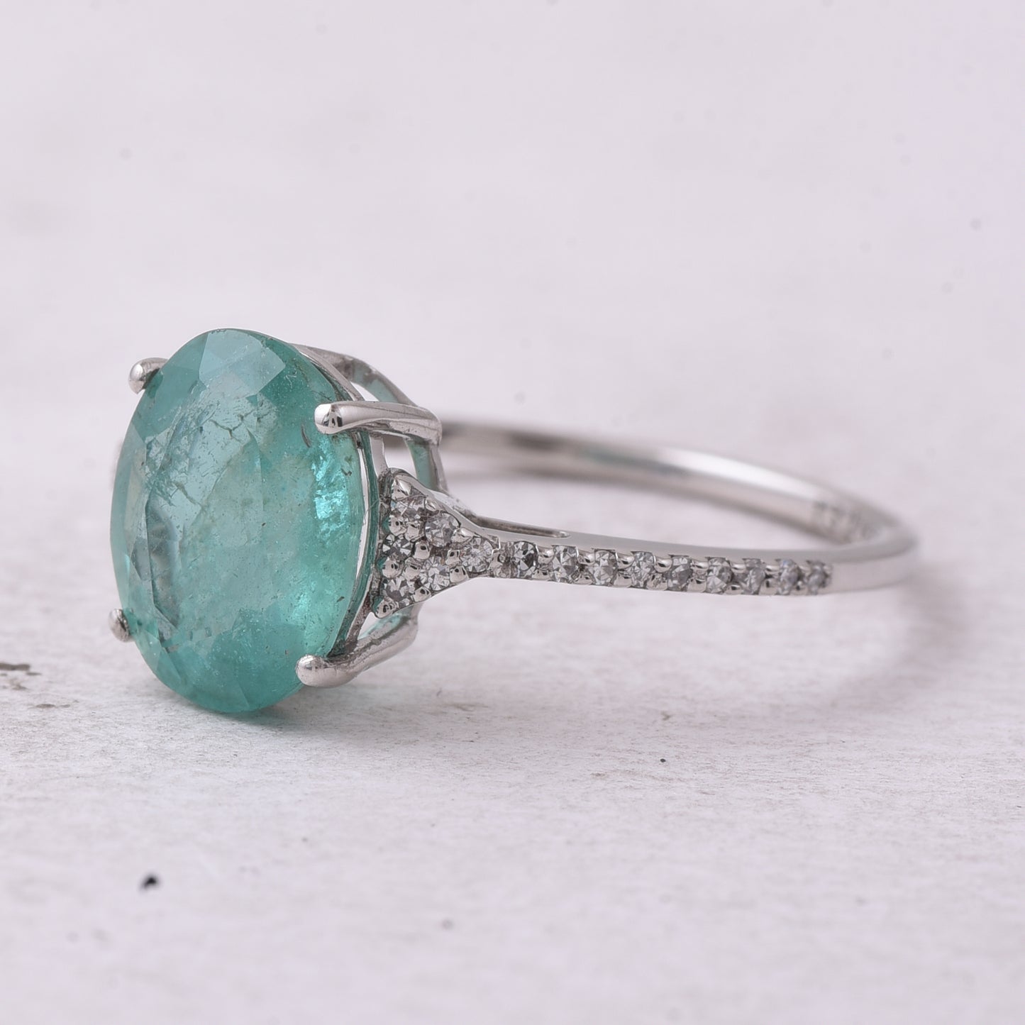 2.09 Ct Oval Mixed Cut Natural Emerald 950 Platinum Ring