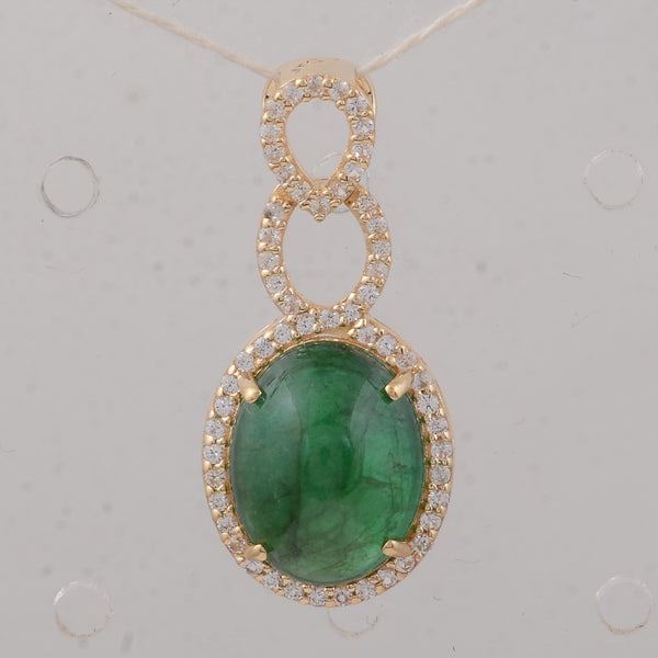 3.75 Ct Oval Emerald 9K Gold Pendant