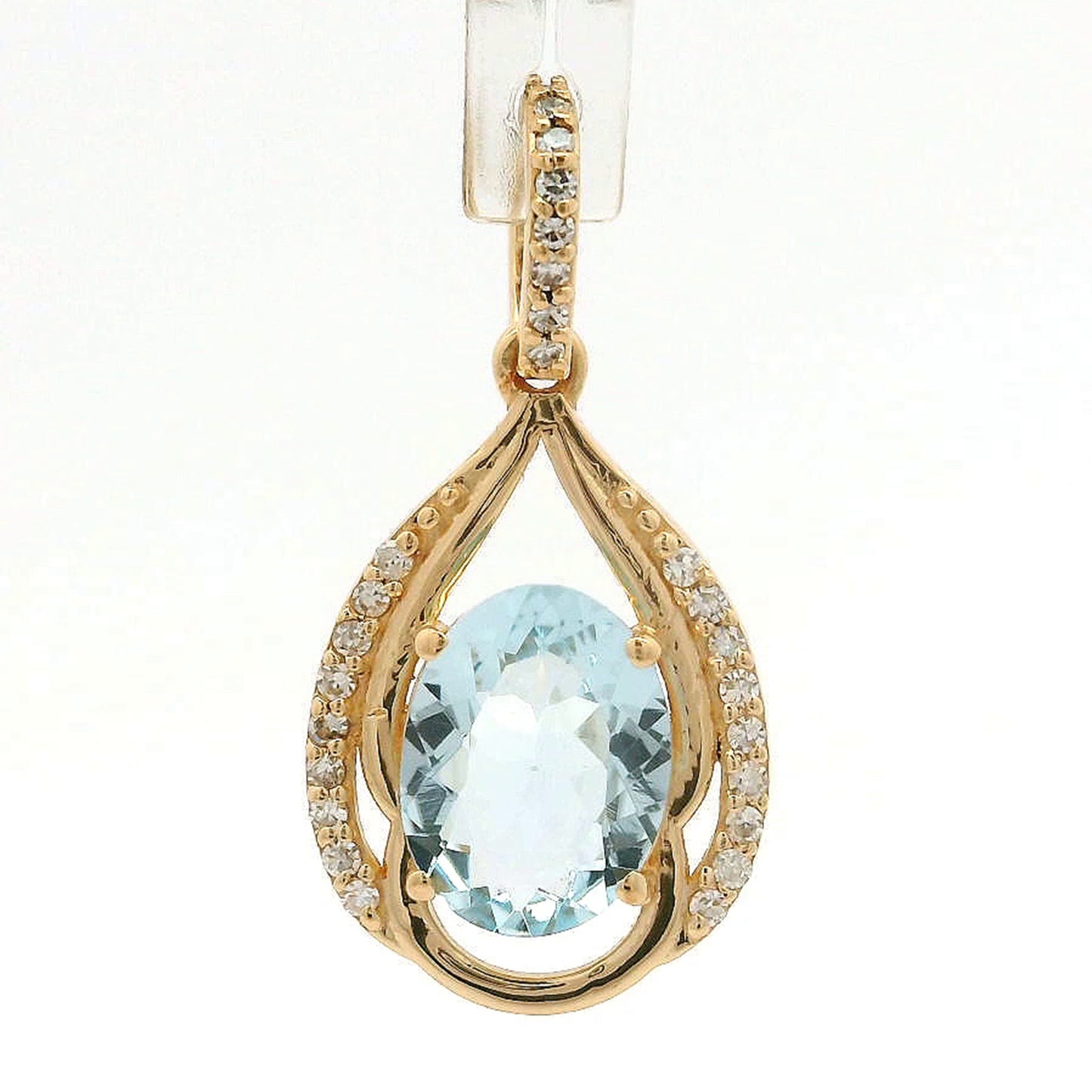 1.08 Ct Oval Aquamarine 14K Gold Pendant