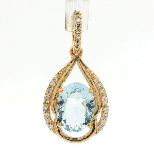 1.08 Ct Oval Aquamarine 14K Gold Pendant