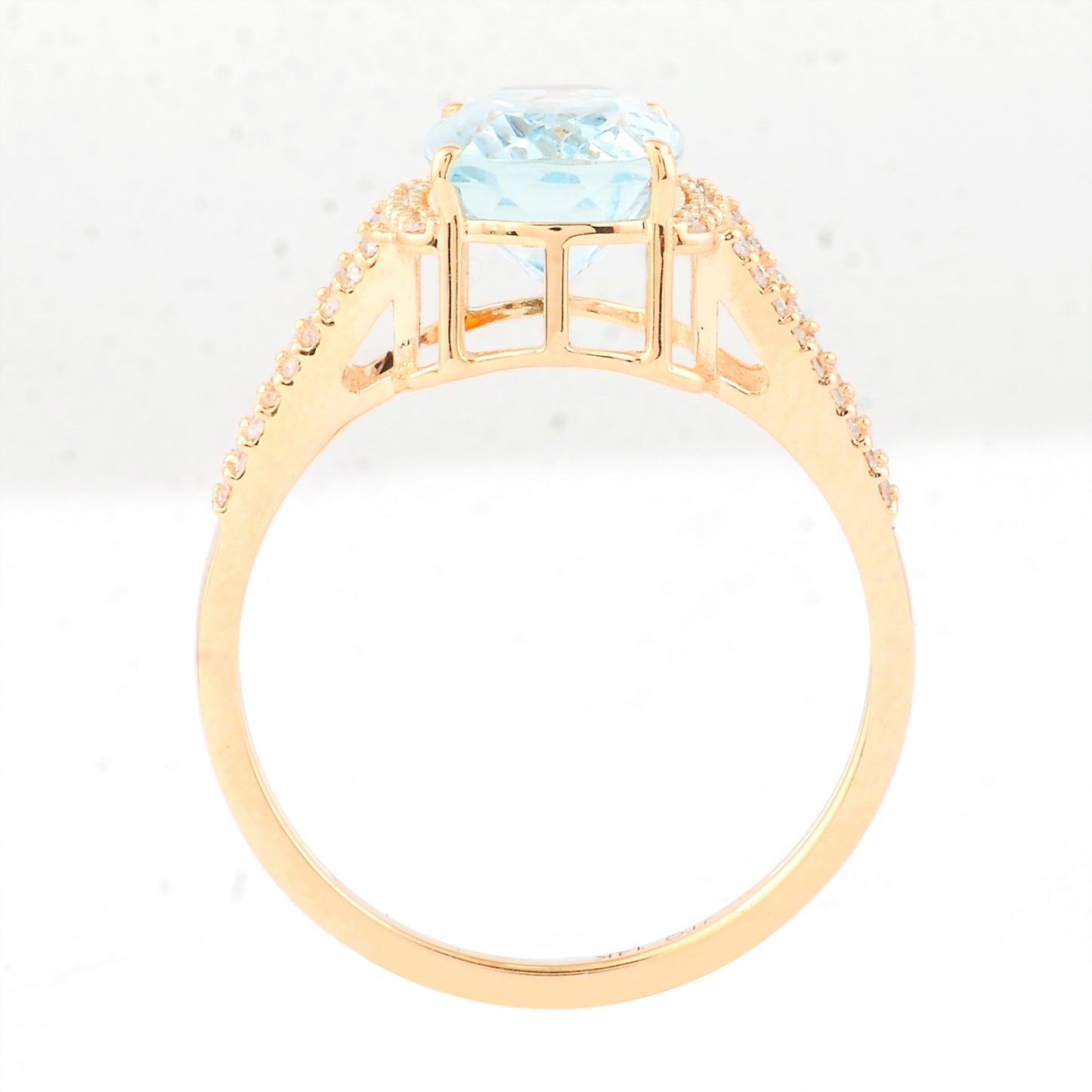2.68 Ct Cushion Mixed Cut Natural Aquamarine 14K Gold Ring