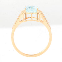 2.68 Ct Cushion Mixed Cut Natural Aquamarine 14K Gold Ring