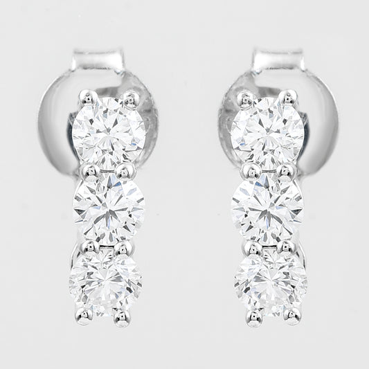 1.05 Ct Round Lab Grown Diamond 925 Silver Earrings