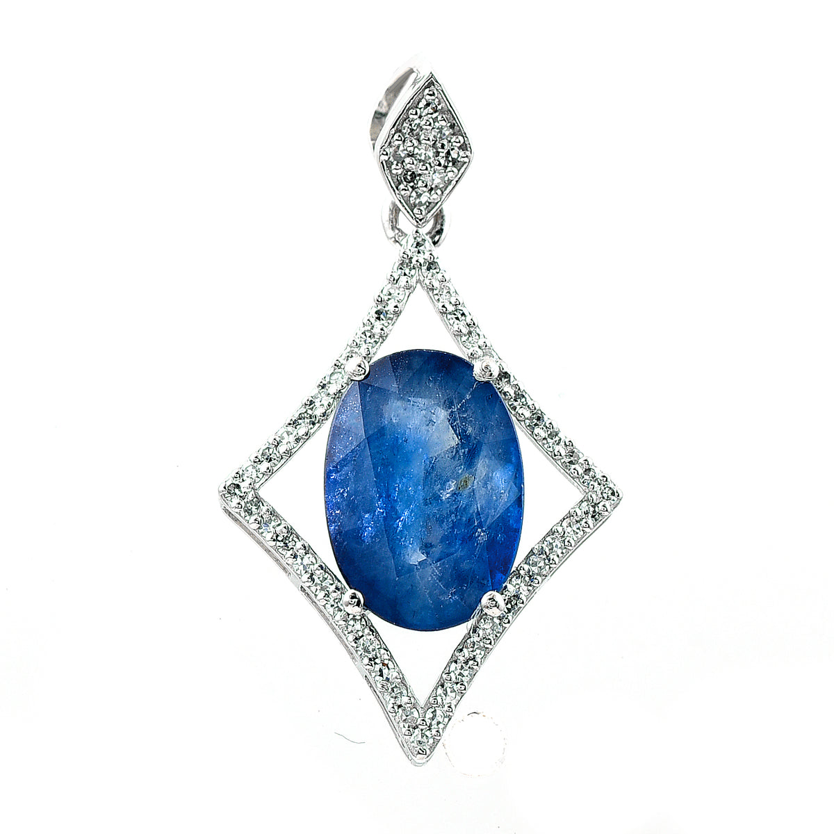 3.19 Ct Oval Mixed Cut Natural Sapphire 950 Platinum Pendant
