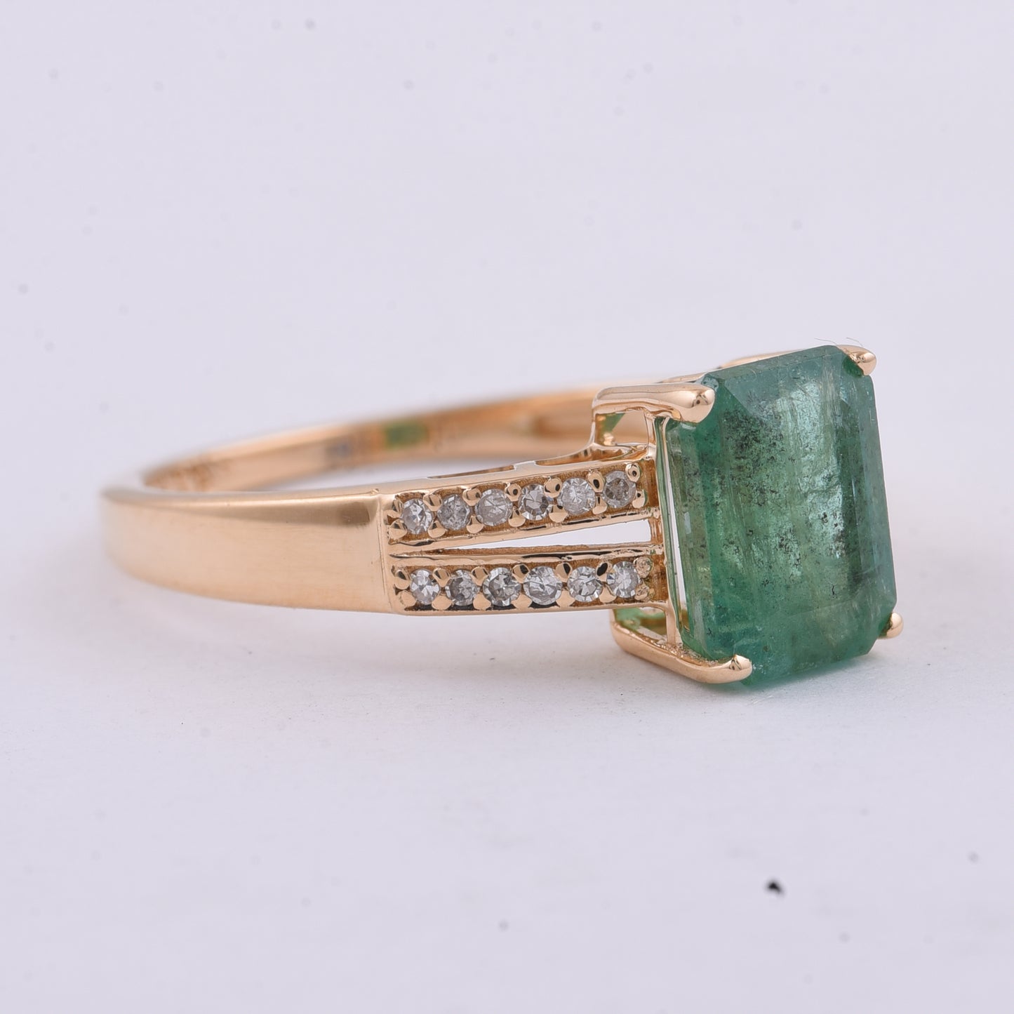 1.86 Ct Octagon Step Cut Natural Emerald 14K Gold Ring