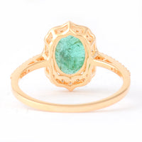 1.44 Ct Oval Mixed Cut Natural Emerald 14K Gold Ring