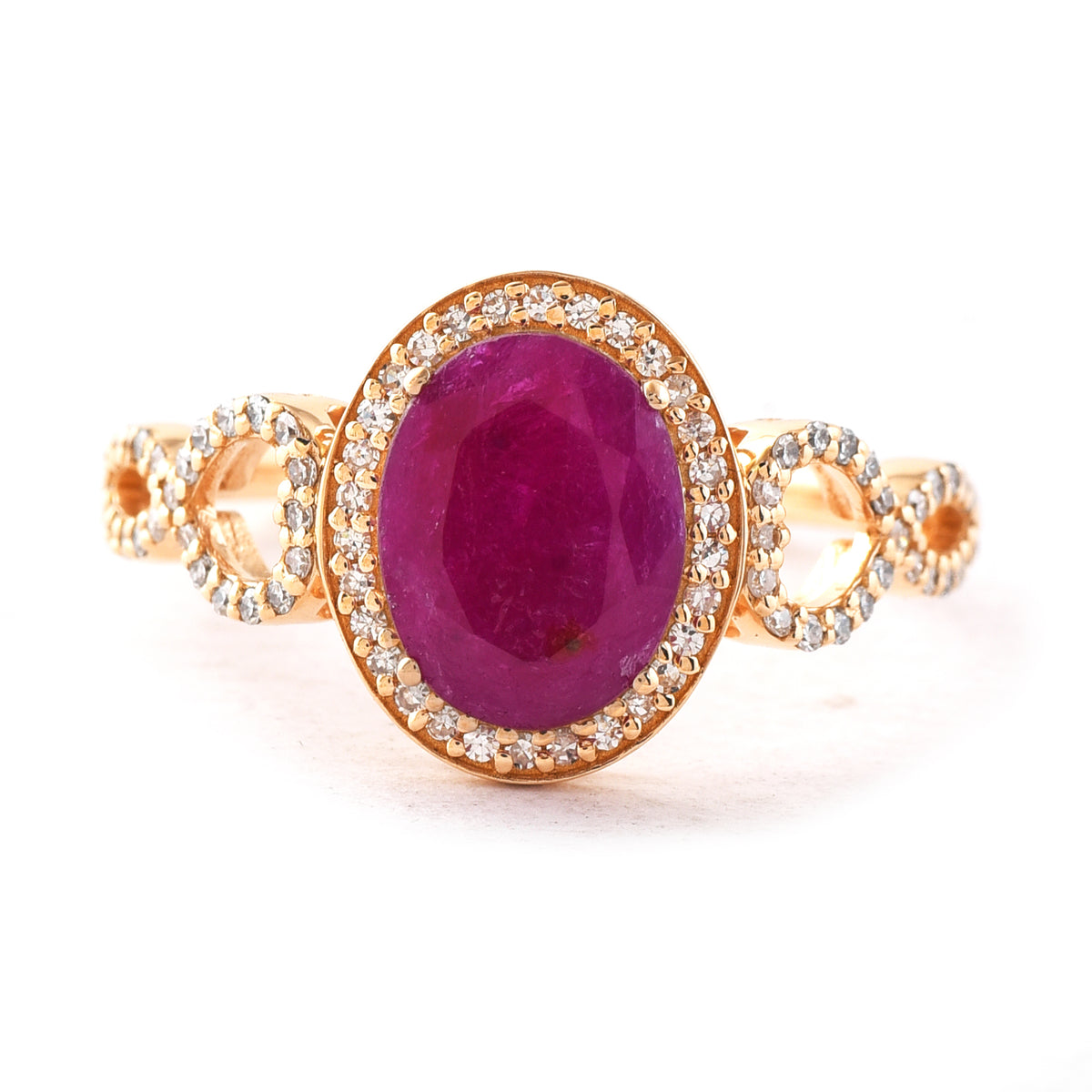 1.91 Ct Oval Mixed Cut Natural Ruby 14K Gold Ring