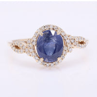 2.25 Ct Oval Mixed Cut Natural Sapphire 14K Gold Ring