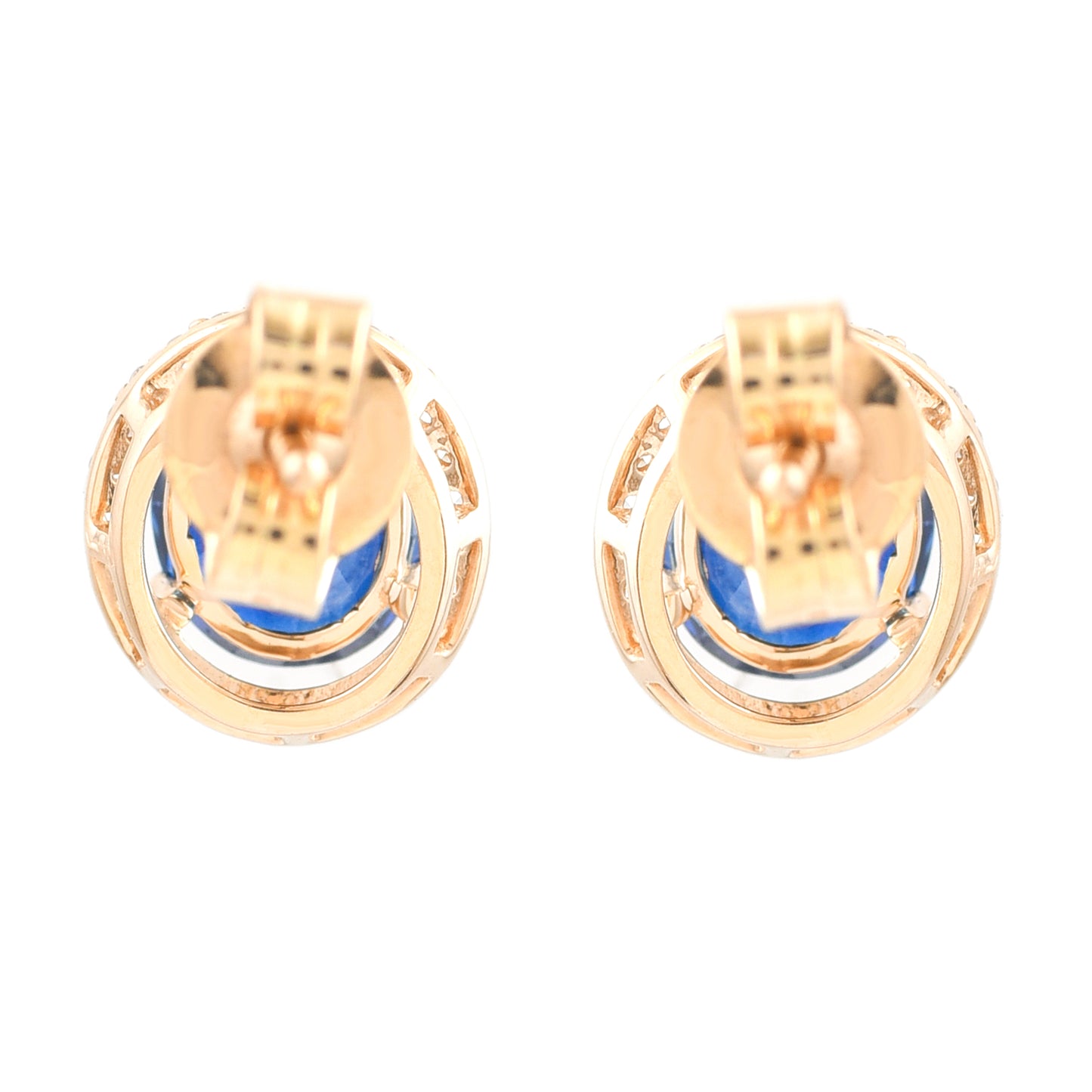 3.01 Ct Oval Mixed Cut Natural Sapphire 14K Gold Earrings
