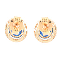 3.01 Ct Oval Mixed Cut Natural Sapphire 14K Gold Earrings
