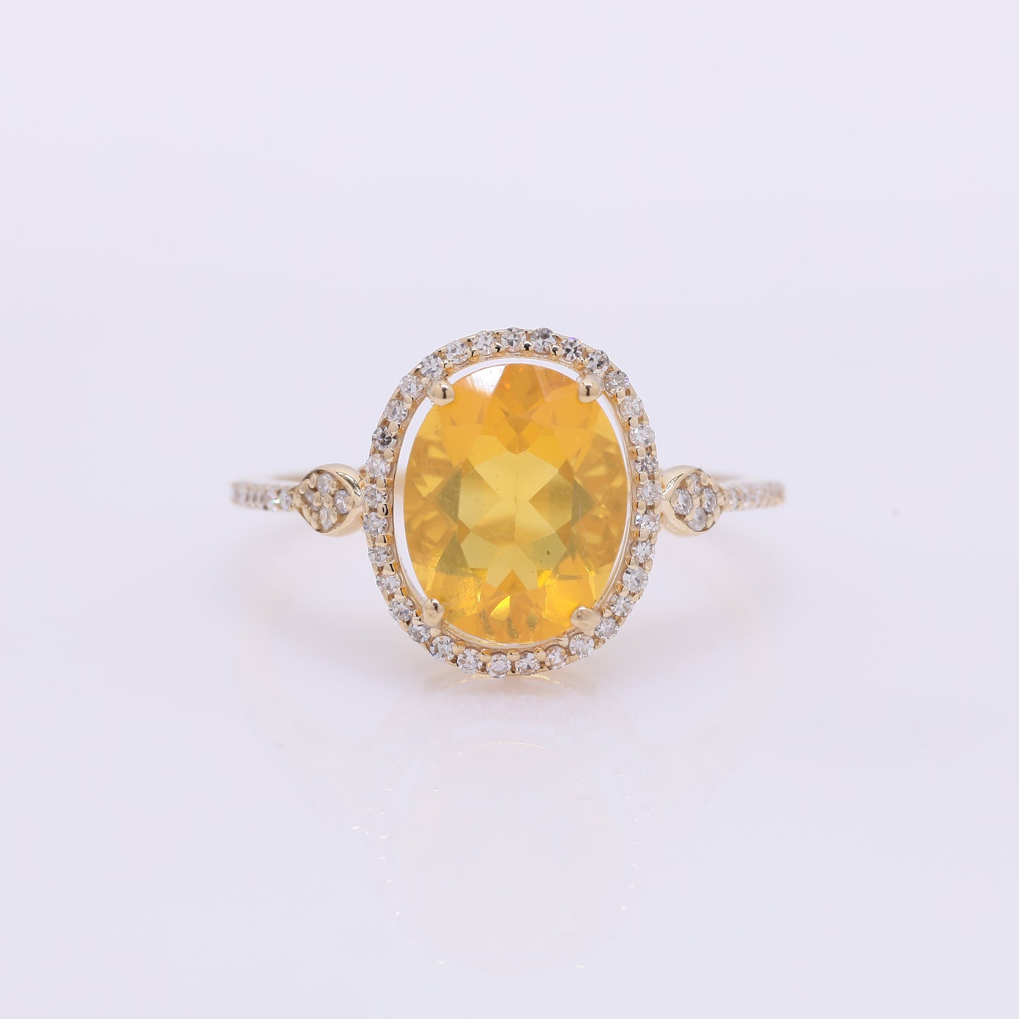 1.83 Ct Oval Mixed Cut Natural Fire Opal 14K Gold Ring