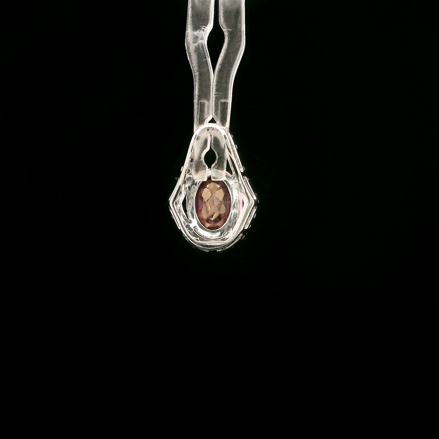 1.82 Ct Oval Pink Topaz, White Zircon 925 Sterling Silver Pendant