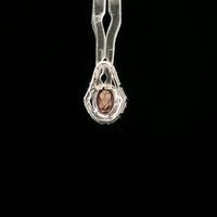 1.82 Ct Oval Pink Topaz, White Zircon 925 Sterling Silver Pendant