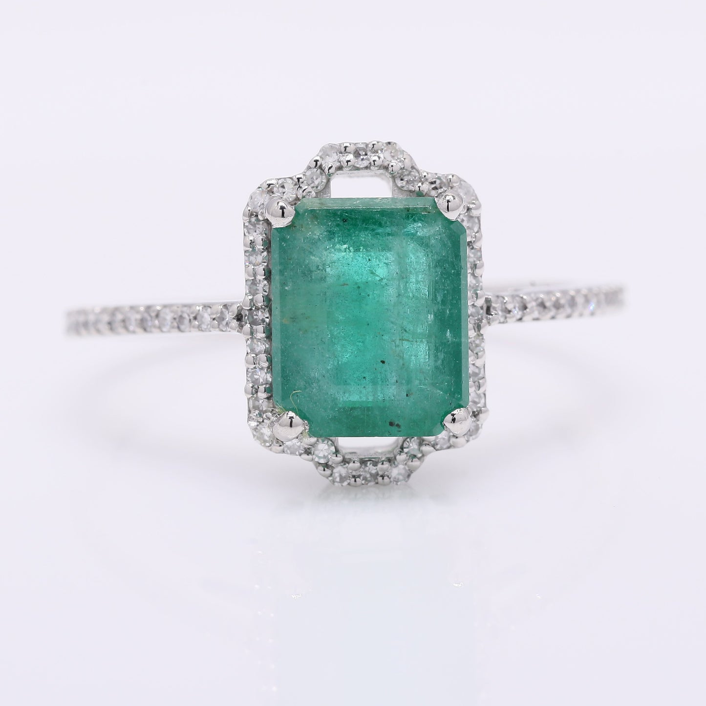 2.31 Ct Octagon Step Cut Natural Emerald 950 Platinum Ring