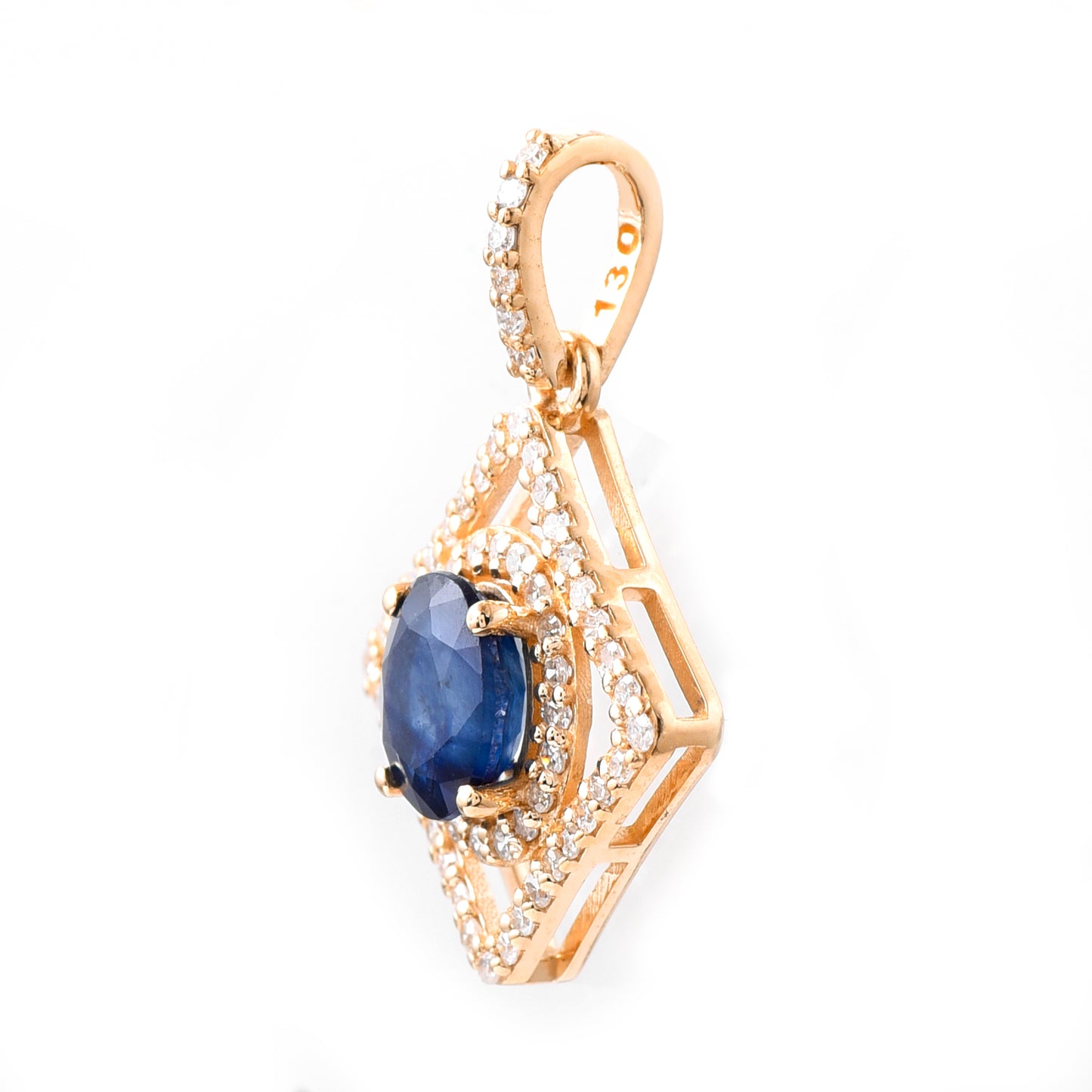 1.11 Ct Oval Mixed Cut Natural Sapphire 14K Gold Pendant