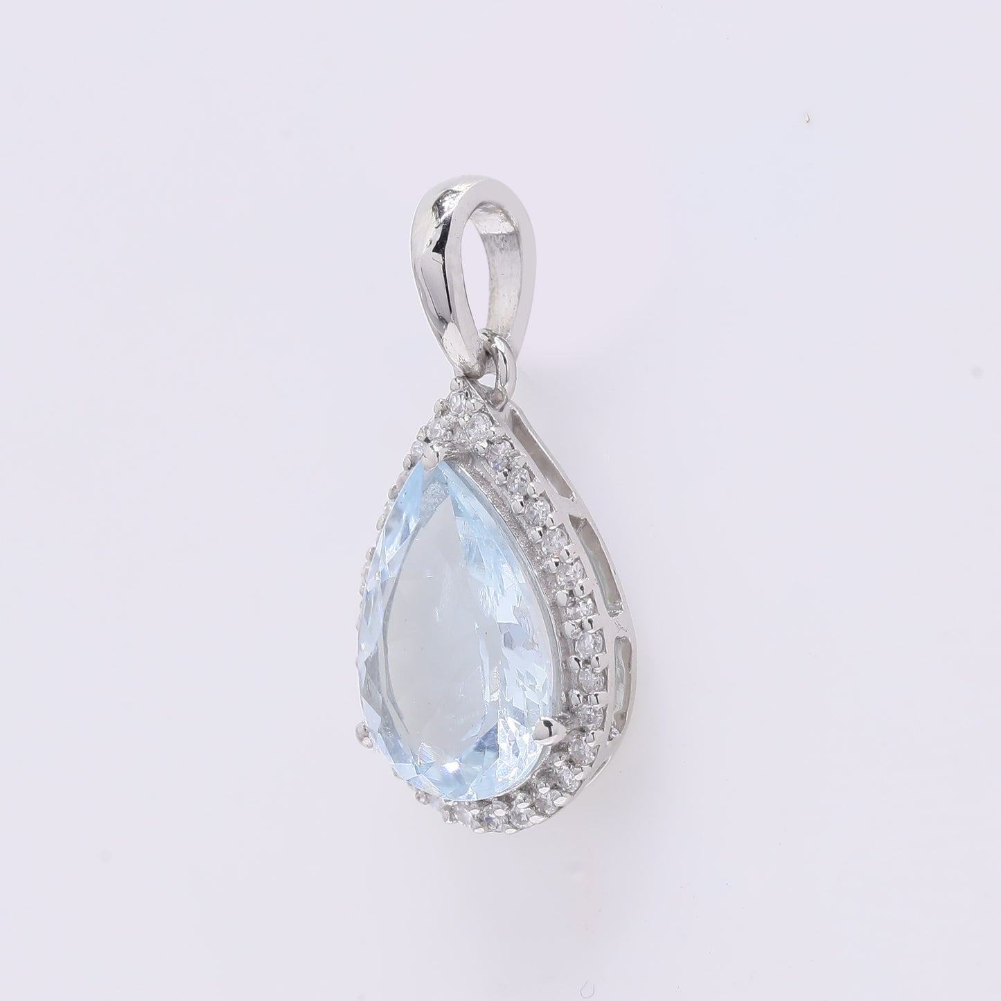1.40 Ct Pear Mixed Cut Natural Aquamarine 950 Platinum Pendant
