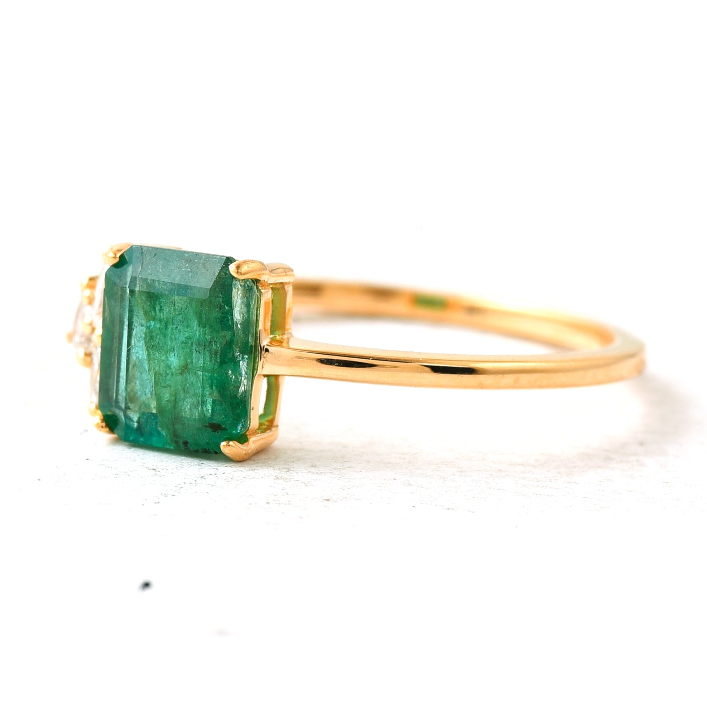 1.16 Ct Octagon Step Cut Natural Emerald 14K Gold Ring