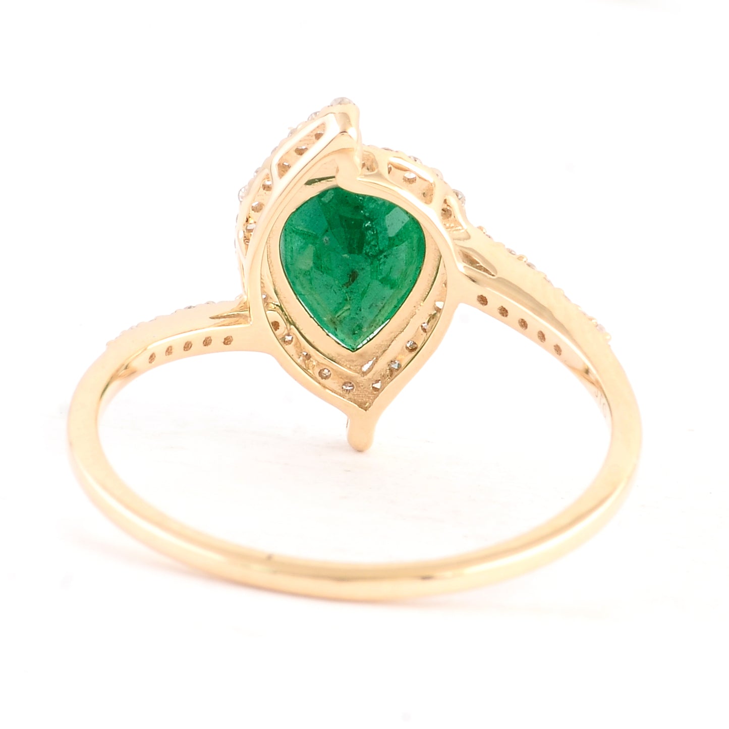 1.31 Ct Pear Mixed Cut Natural Beryl Emerald 14K Gold Ring