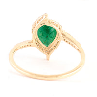 1.31 Ct Pear Mixed Cut Natural Beryl Emerald 14K Gold Ring