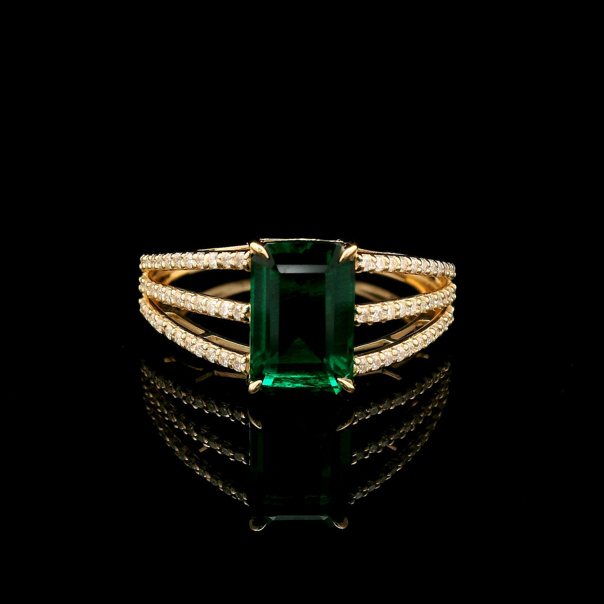2.23 Ct Octagon Lab Grown Emerald 14K Gold Ring