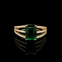 2.23 Ct Octagon Lab Grown Emerald 14K Gold Ring