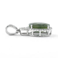3.02 Ct Oval Mixed Cut Natural Green Sapphire 950 Platinum Pendant