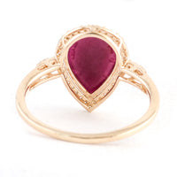 2.10 Ct Pear Mixed Cut Natural Corundum Ruby 14K Gold Ring