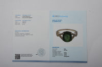 3.23 Ct Cushion Mixed Cut Natural Green Sapphire 14K Gold Ring